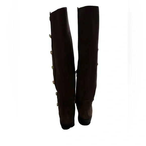 Vince Camuto Chocolate Knee High Boots with Gold Accents - Picture 5 of 10